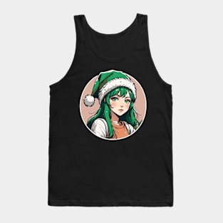 Green haired anime girl with green hat Tank Top